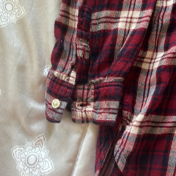American Eagle Outfitters Long Sleeve Plaid Boyfriend Fit Half Button Up Size M - Picture 5 of 6